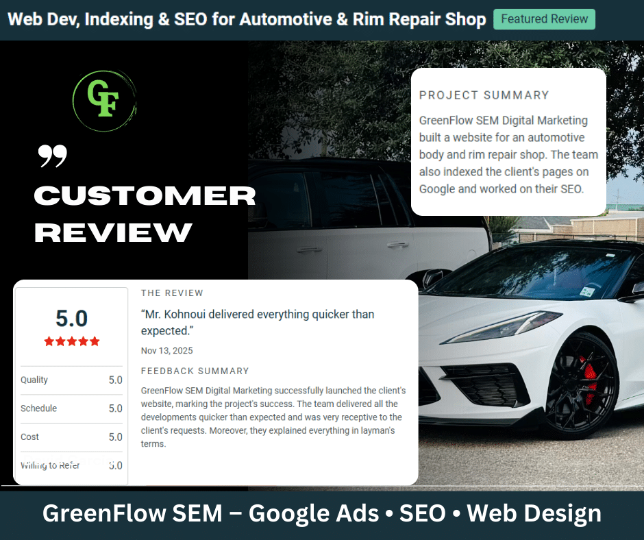 Davids Body Shop Clutch Review Web Dev Indexing SEO for Automotive Rim Repair Shop