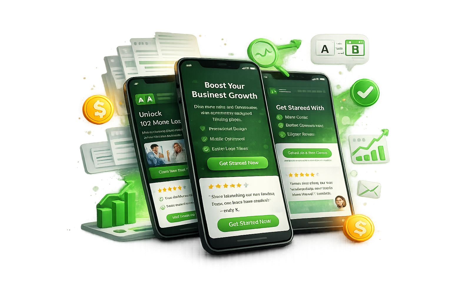 Landing page mobile conversion mockup